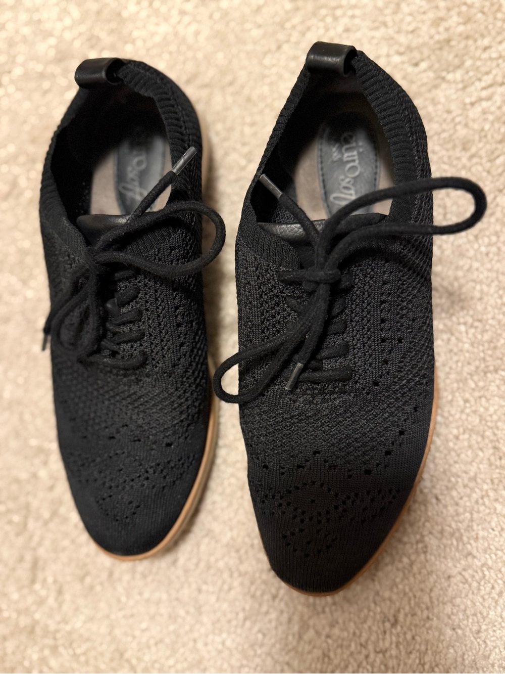 Black Knit Lace-Up Women’s Flats